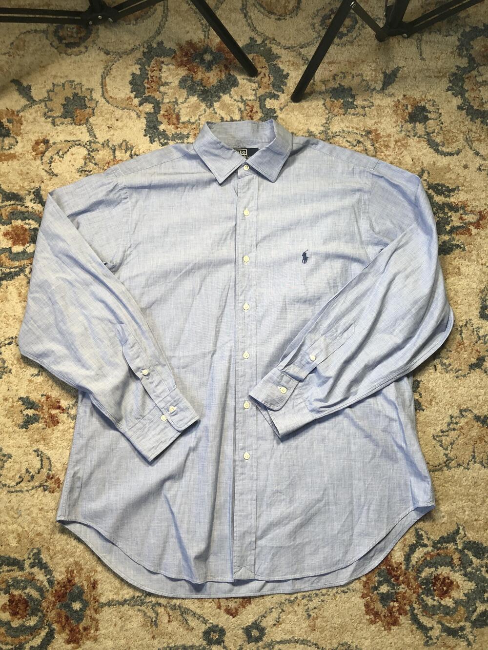 Polo Ralph Lauren Shirt Mens XL Blue Button Down Philip Classic Pony Oxford